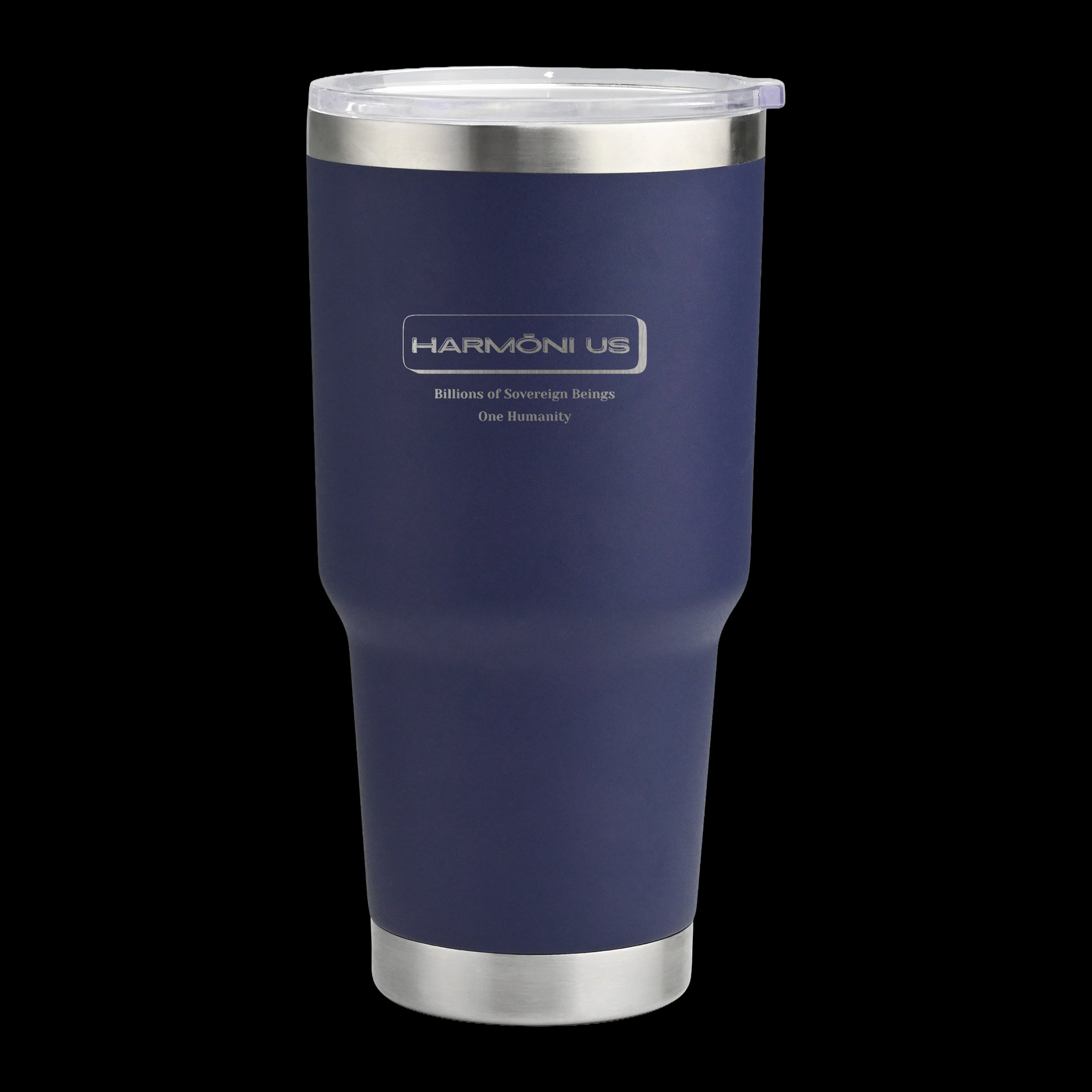 HARMŌNI US 30 oz insulated tumbler in Midnight Blue with laser-engraved emblem
