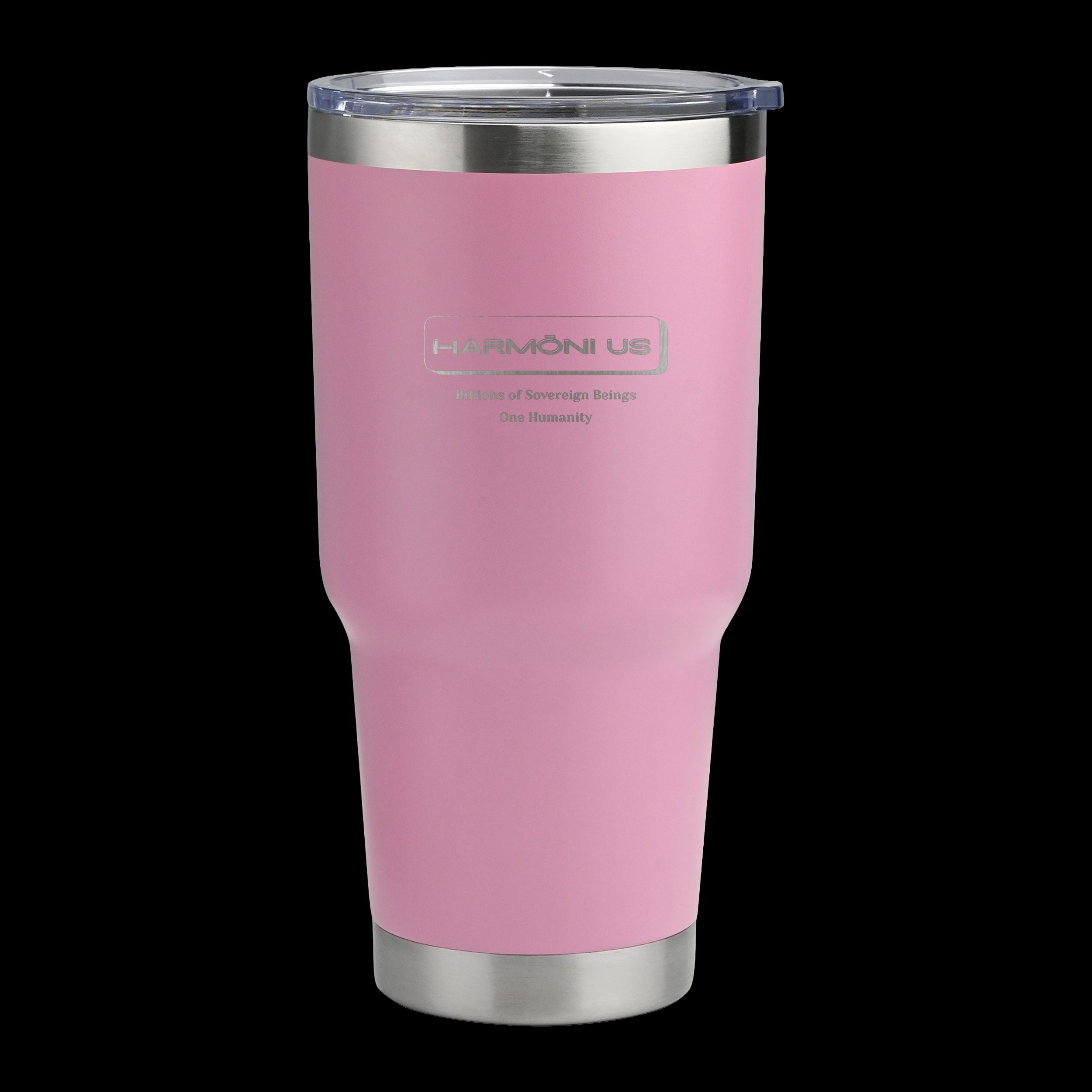 HARMŌNI US 30 oz insulated tumbler in Blush Pink with laser-engraved emblem